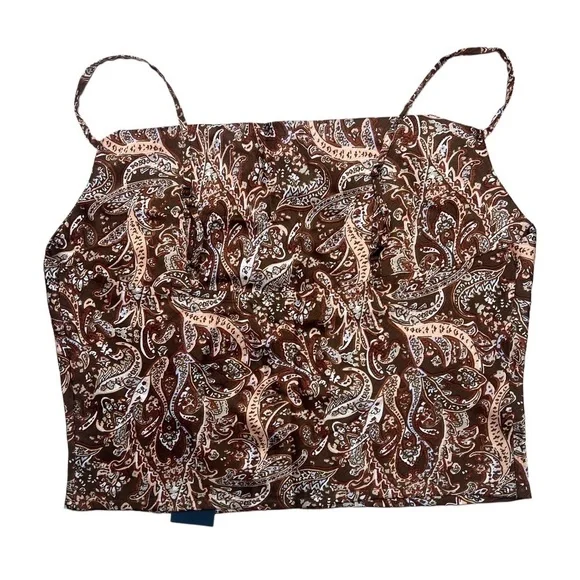 Hollister Crop Satin Cowl Neck Chestnut Brown Cami Small - Picture 3 of 6